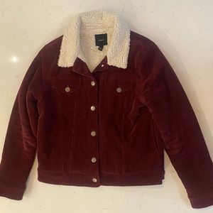 Forever 21 Maroon Corduroy Sherpa Jacket, size large